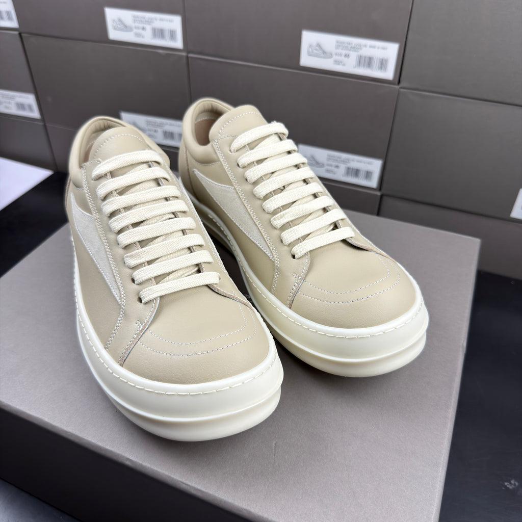 RO sand white low top sneakers suede patch