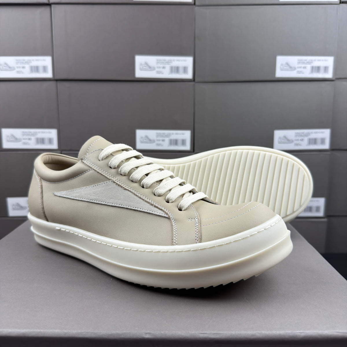 RO sand white low top sneakers suede patch