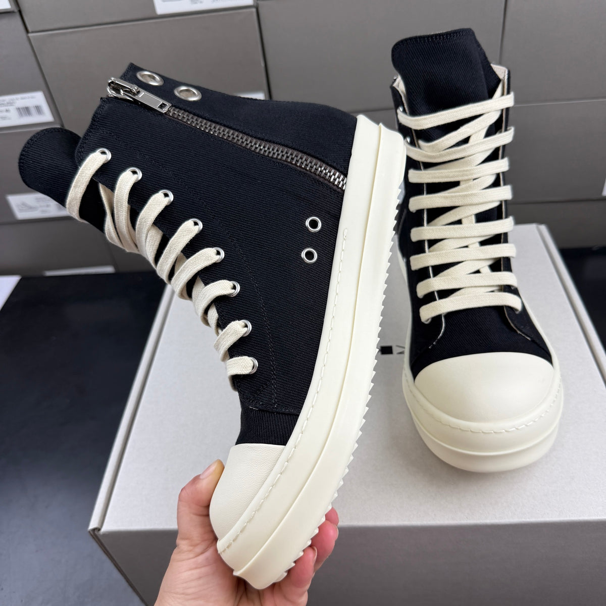 RO DRKSHDW Eyelet-Detailed High-Top Sneakers