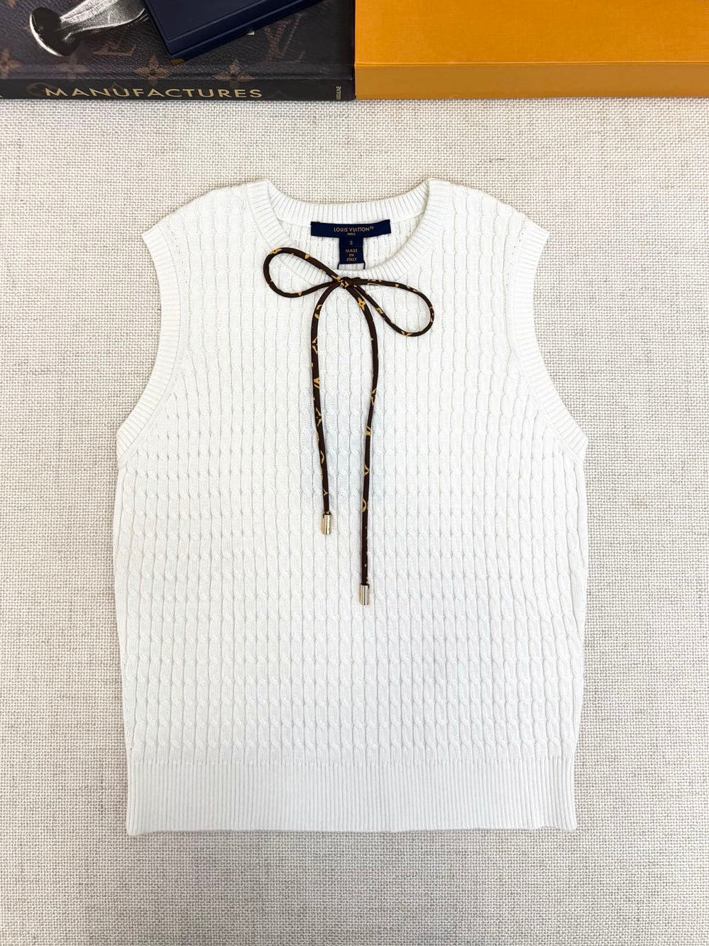 Falection Monogram Drawstring Knit Top
