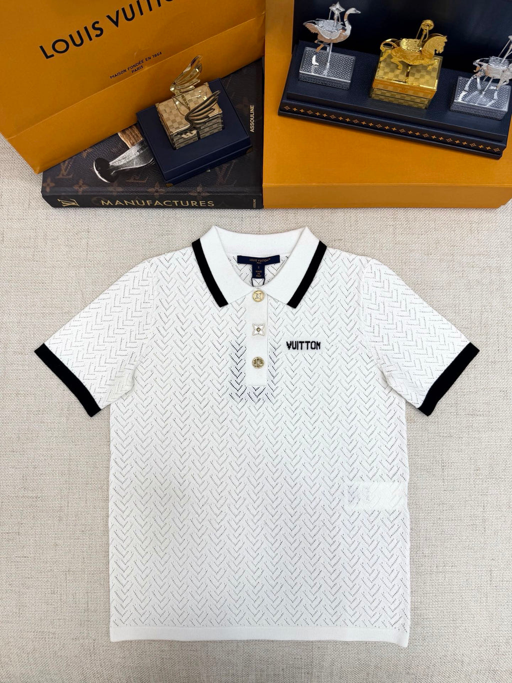 Falection LV Hollow Polo Knit