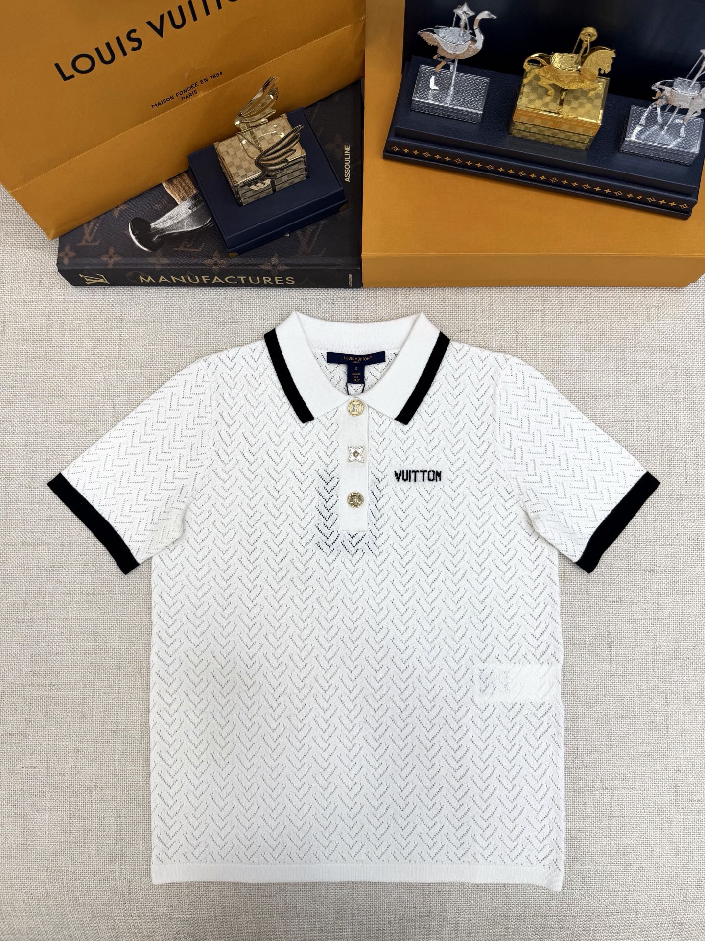 Falection LV Hollow Polo Knit