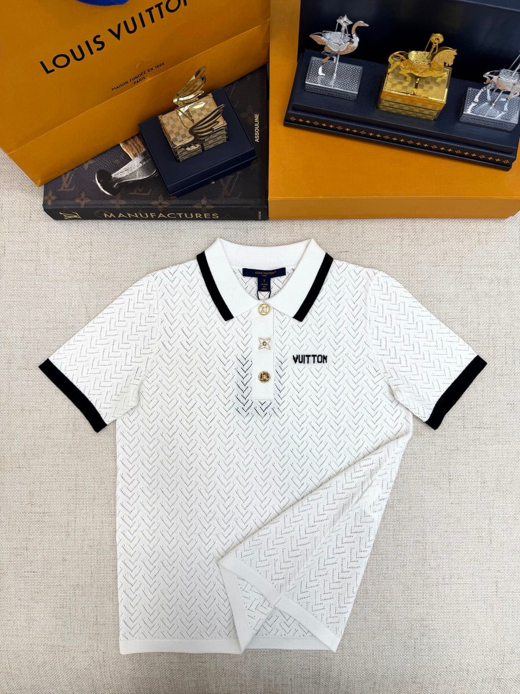 Falection LV Hollow Polo Knit