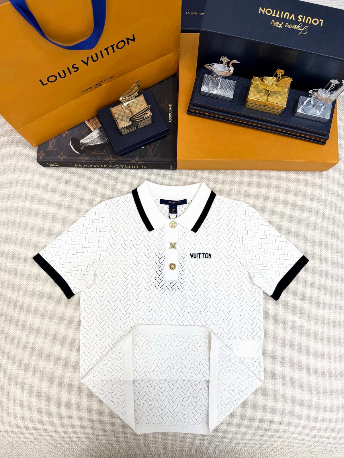 Falection LV Hollow Polo Knit