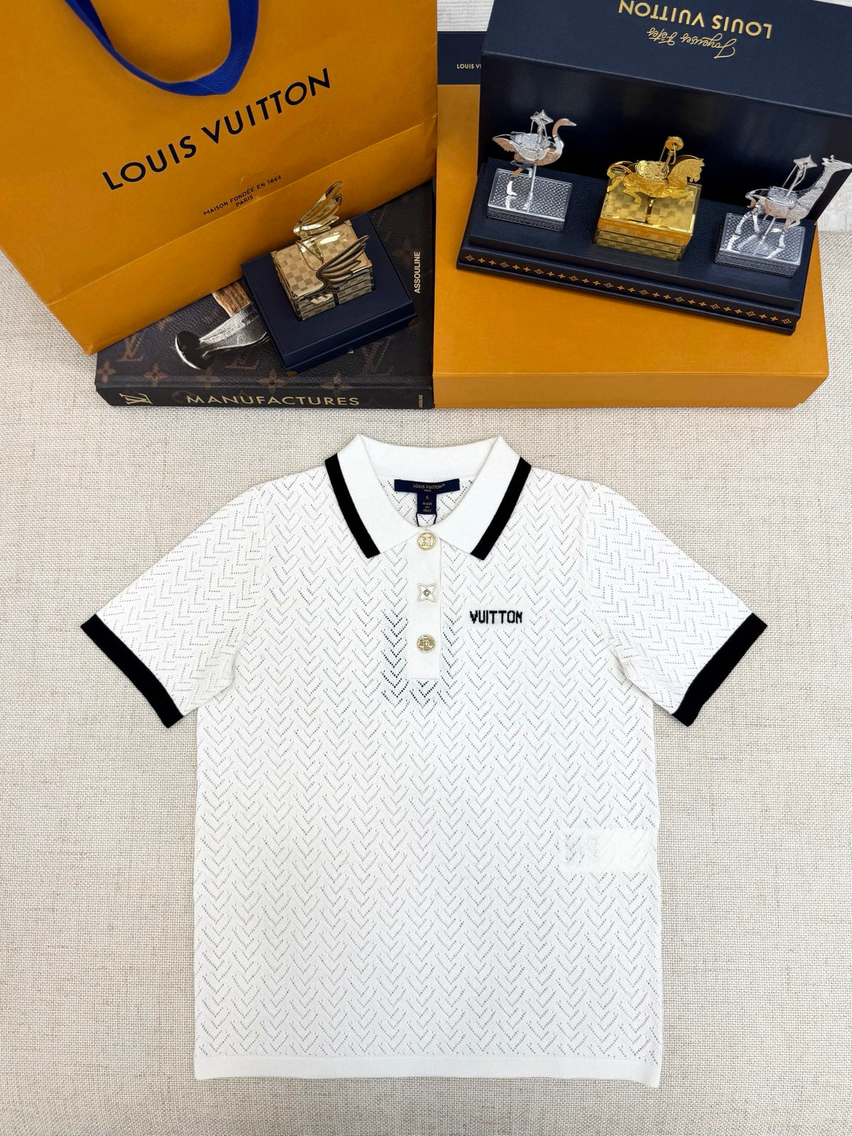 Falection LV Hollow Polo Knit