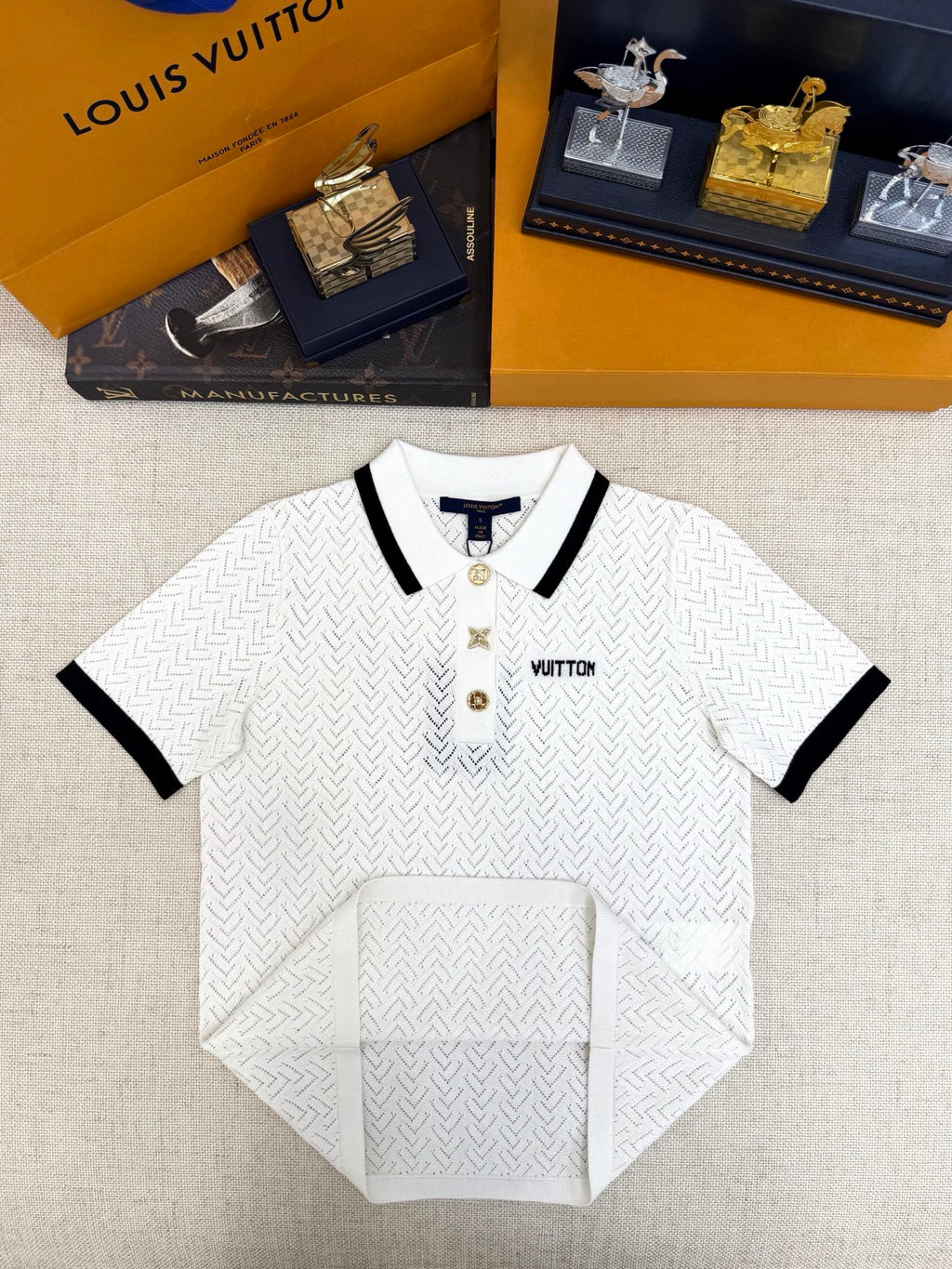 Falection LV Hollow Polo Knit