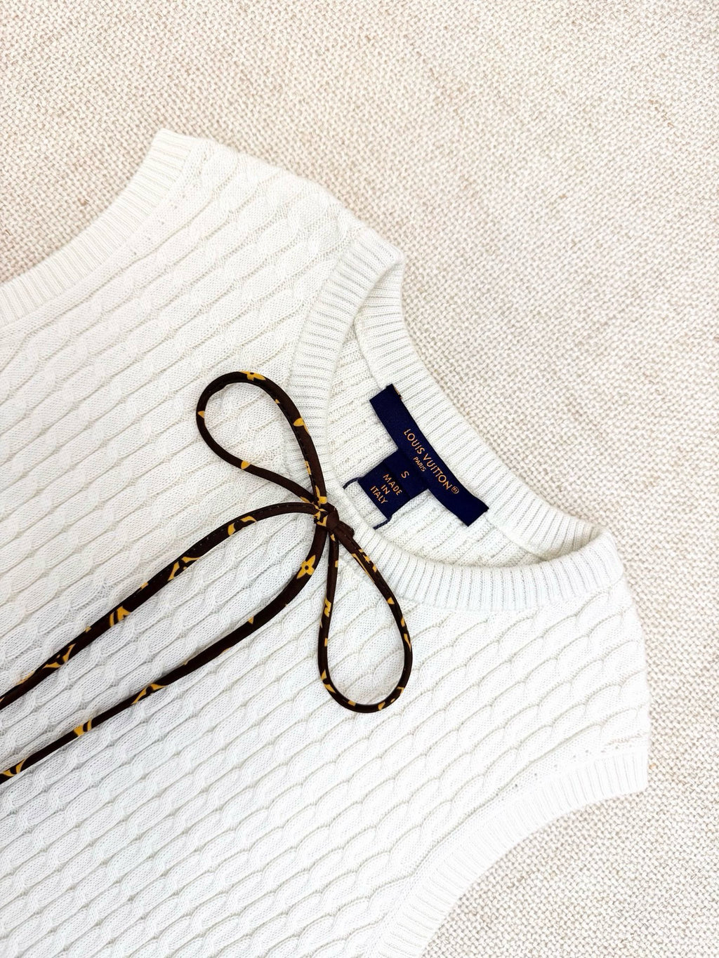 Falection Monogram Drawstring Knit Top