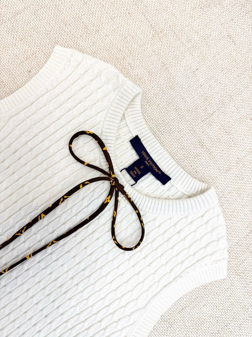 Falection Monogram Drawstring Knit Top